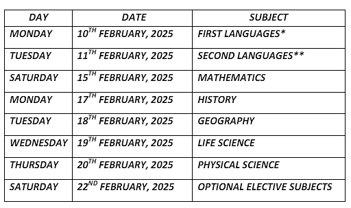 Exam Timetable